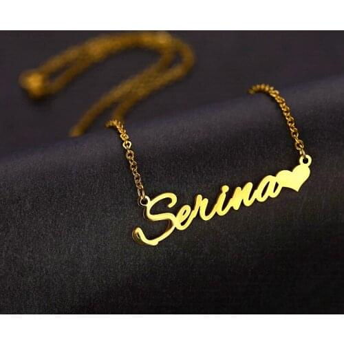 Custom Name Necklace Personalized Heart Pendant Necklaces for Women Jewelry Stainless Steel Gold Silver Color Nameplate Choker