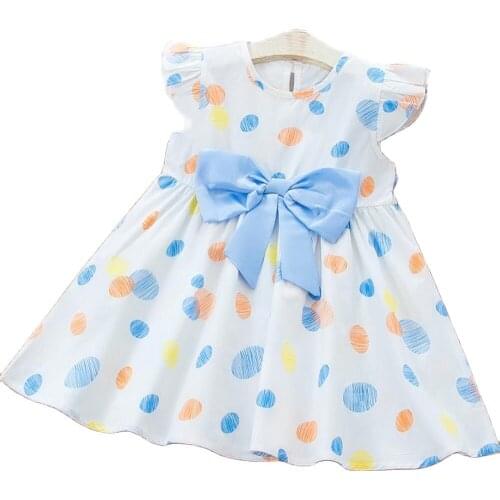 Sleeveless Dresses For Girls Cute Polka Dot Print Vestidos Children Party Dress Infants Kids Little Girls Summer Clothing