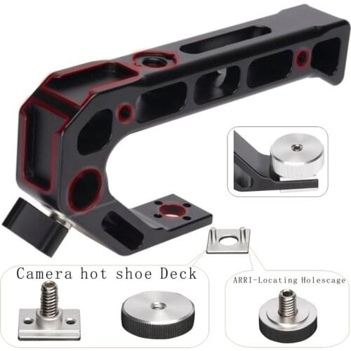 Wepoto Camera Uplift Handle,Camera cage Handle Grip,with Top Cold Shoe Base,with Locating Hole ARRI Standard