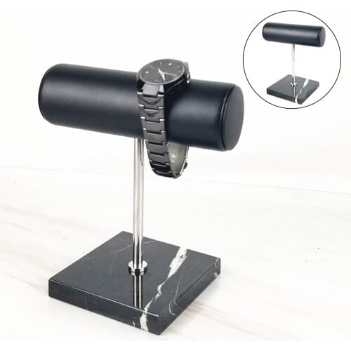 Marble Base PU Leather Watch Box Stand Bracelet Bangle Chain Watch T-Bar Rack Display Stand Jewelry Organizer Placement Stand