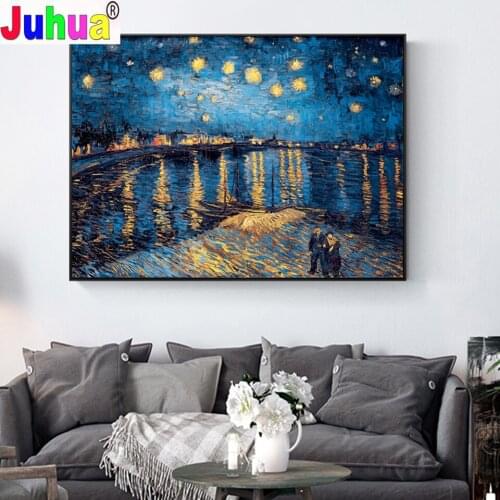Full Square/Round Drill Diamond Painting Cross Stitch"Van Gogh Starry Night"Embroidery Rhinestone Mosaic Decor Famous Art