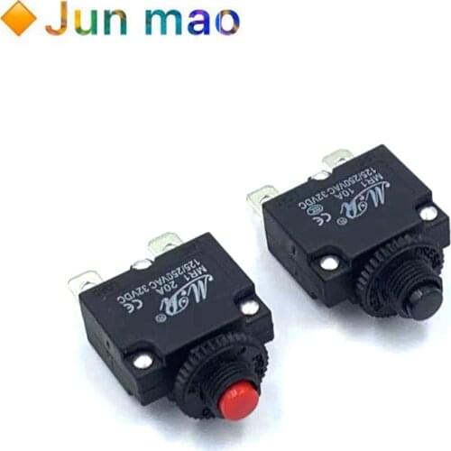Reset Fuse Circuit Breaker MR1 2A 3A 4A 5A 6A 7A 8A 10A 15A 20A Thermal Switch Overload Protector Push Button Black WP-01