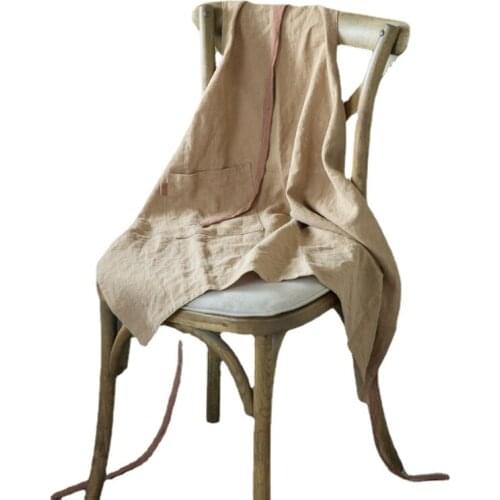 Nordic Style Simple Cotton and Linen Aprons Stain-Resistant Oil-proof Pinafore Solid Color Kitchen BBQ for Women Chef Barber