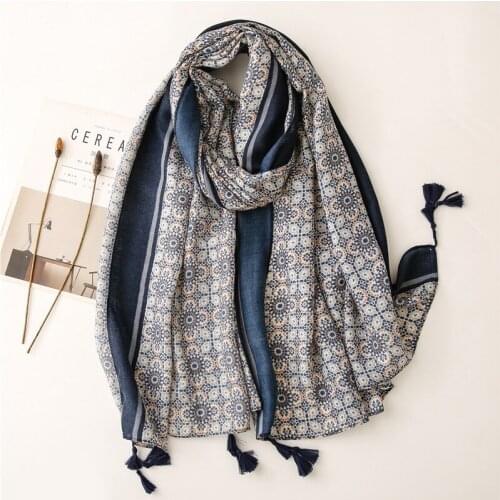 Ladies Fashion Geometric Circle Dot Tassel Viscose Scarf Lady High Quality Shawls and Wraps Stole Foulards Muslim Hijab 180*80Cm