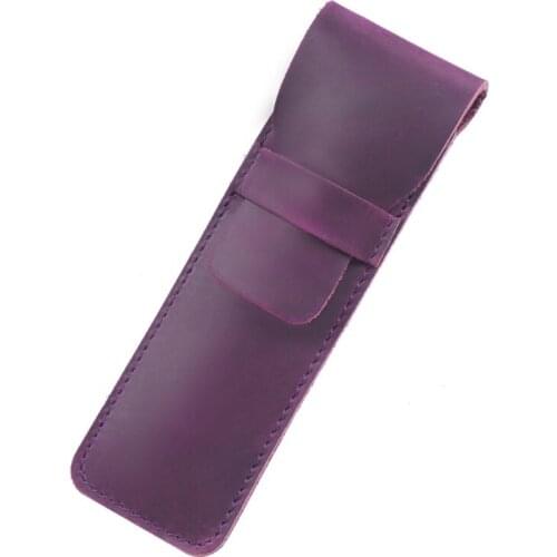 C90C Vintage Brown Pen Cover Small Retro Pen Holder Exquisite Leather Pen Pouch Holder Pen Bag Gift for student Teacher Adult