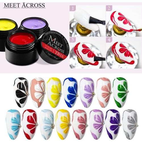 MEET ACROSS Carving Gel Nail Polish DIY Design 5ml Nail Gel Varnishes Set All For Manicure Hybrid Lacquer Painting Gel Polish
