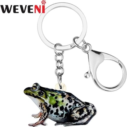 WEVENI Acrylic Spotted Frog Key Chains Keychains Ring Novelty Animal Jewelry For Women Girls Bag Wallet Charms Pendant Gift Bulk