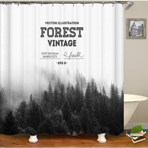 Happy Birthday Gift Shower Curtain Deer Cartoon Shower Curtains Black Modern Washable Bathroom Curtain Toilet Cover Bath Curtain