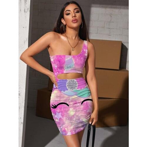 KYKU Unicorn Dress Women Animal Bodycon Dress Galaxy Vestido Sexy Colorful 3d Print Womens Clothing Mini Evening Vintage Boho