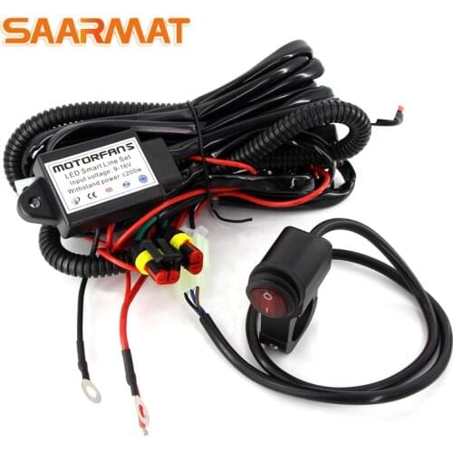 1 set Wiring Harness for Led motorcycle headlights Light Wire Cable Switch Relay Kit Motorcycle ATV Driving Light Flash Control