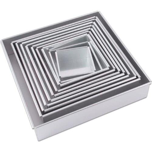 1pcs 4 5 6 7 8 9 10inch Square Cake Mold Aluminum Alloy Non-stick Bottom Cake Baking Mould Removable tray Bakeware Kitchen Tool