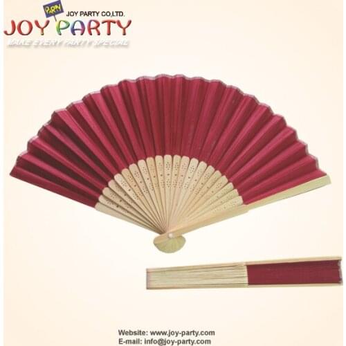 10 pcs/lot 21cm Dark Red/Wine red Color Silk Hand Fan,Fabric Fan, Chinese Craft Fan,Holloween Party DIY Favor