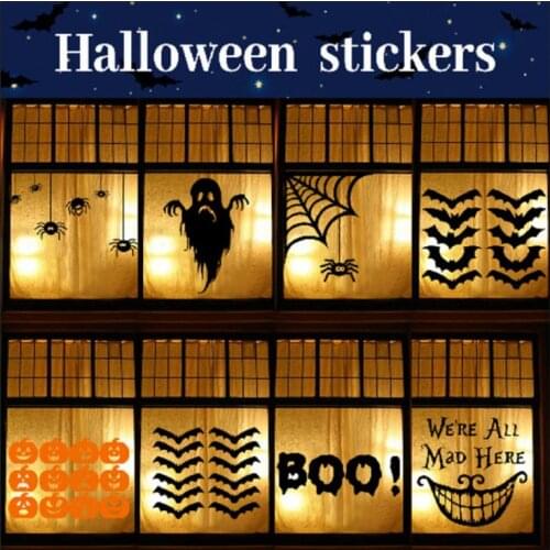 12/10/1pc Halloween Wall Sticker Home Decor Bat Halloween Horror Sticker Set Window Door Decal Wall Stickers Pegatinas De Pared