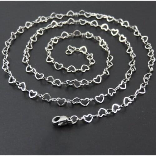 3.6mm Width 18inch-30inch Stainless Steel Love Heart Link Chain Necklace For Women fashion Jewelry Parts