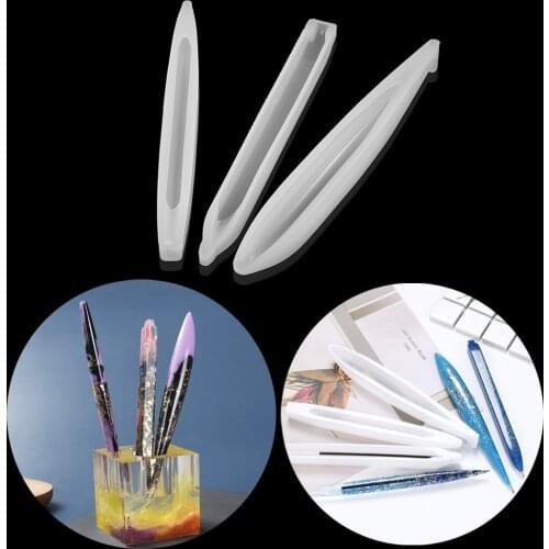 3 Styles Clear Pen Silicone Molds Red Blue Black Ballpoint Pen Refill UV Resin Epoxy Mold For DIY Learning Office Supplies
