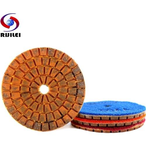 RIJILEI 4PCS 80mm Diamond Polishing Pads 3Inch Wet Copper Bond Polishing Pad for Granite Marble Concrete Floor Grinding Disc
