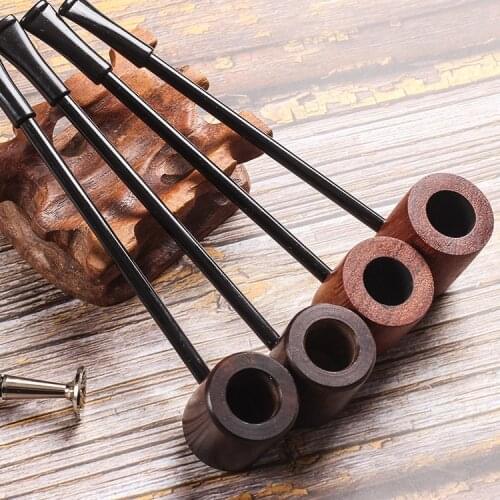 1pcs Grade Ebony Wood Pipe Smoking Pipes Portable Creative Smoking Pipe Herb Tobacco Pipes Gifts Narguile Grinder Smoke