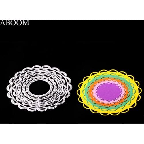 ABOOM Hot Sale 5PCS/Set Lace Round Flower Die cutting Dies For DIY Scrapbooking Photo Album Decorative Embossing Folder Die Cut