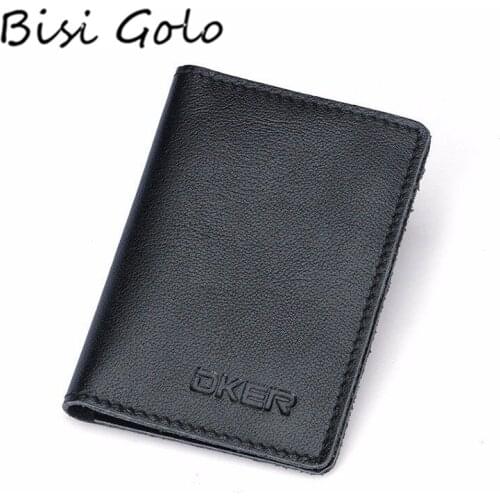 BISI GORO Genuine Leather Card Holder for Men Women Slim ID Credit Card Wallet Card Holders Mini Hombre RFID Coin purses