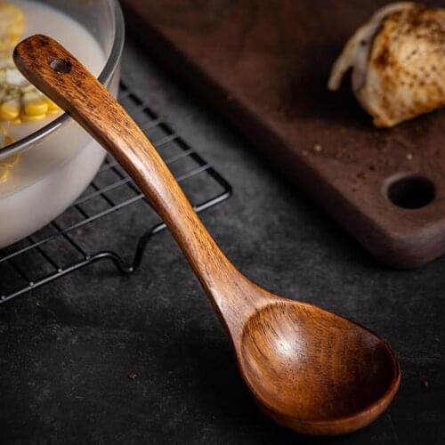 1PC Wooden Spoon Bamboo Kitchen Cooking Utensil Tool Long Handle Soup Teaspoon Catering For Kicthen Tools Wooden Spoon Tableware