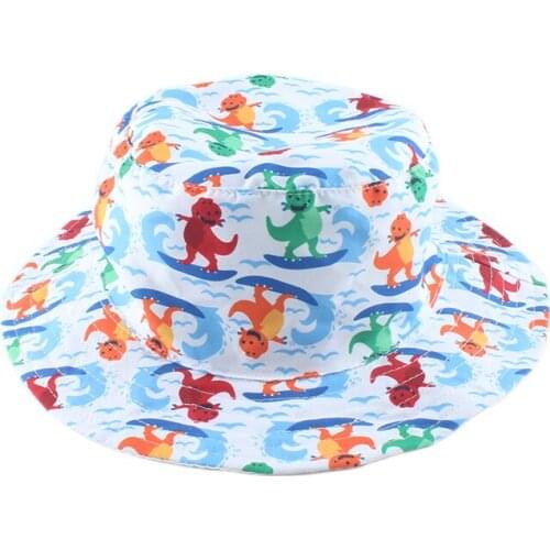 Cartoon Dinosaur Print Baby Sun Hat Children Summer Anti UV Protection Beach Cap Toddler Boy girl Bucket Hat For Kids 0-8 Years