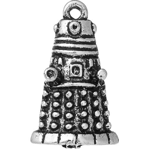 DoreenBeads Charm Pendants Robot Silver color 21mm(7/8")x 13mm(4/8"),30 PCs