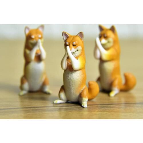5pcs Japanese Akita Dog Figure Toys Collection Room Cake Decoration Cute Gift for Kids