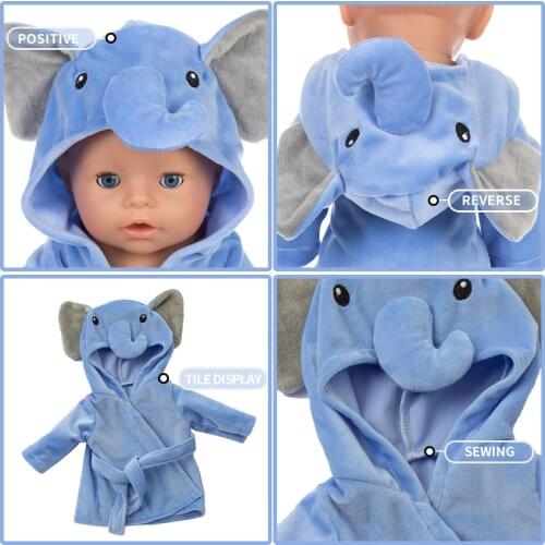 Elephant Bathrobe Fit 17inch 43cm Doll Clothes Born Baby Suit For Baby Birthday Festival Gift