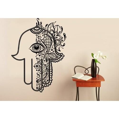 Hamsa Hand Pattern Wall Decal Yoga Religion Wall Sticker For Living Room Bedroom Decor Wall Posters Murals Vinyl Stickers S-504