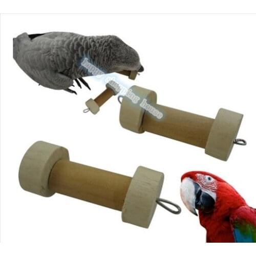 Parrot toys wood toys parrot hand claw / Leather dumbbell toys