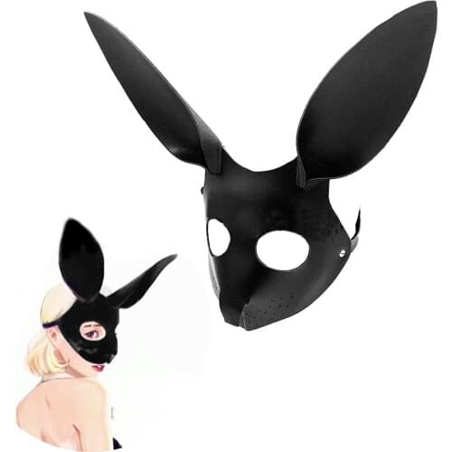 Rabbit Headgear PU Sex Mask Leather SM Exotic Accessories Head Restraints Mask Role Play Game Sex Toys For Couples Slave Sex Toy