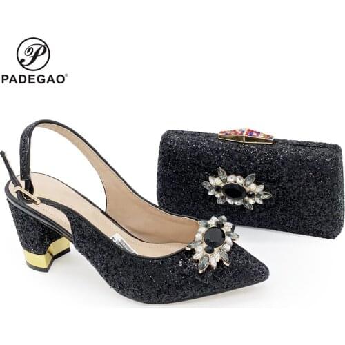 Fashion italian shoes with matching bags 8CM african shoes and bags matching set for party italian shoes and bags set