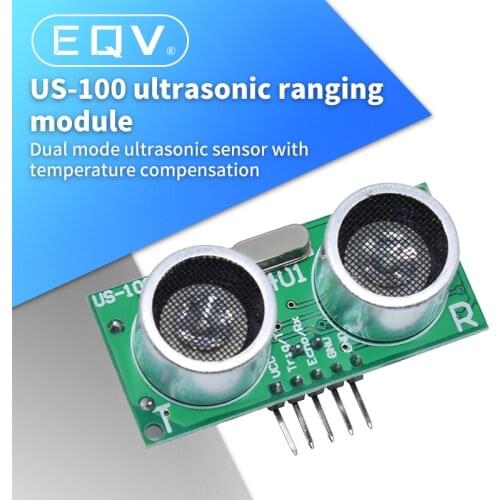 EQV US-100 Ultrasonic Sensor Module DC 2.4V - 5V With Temperature Compensation Range Distance 450cm For Arduino