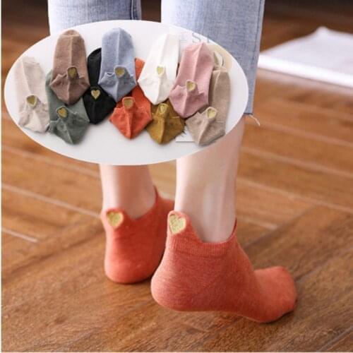 2020 New Spring 4 Pairs Fashion Socks Woman Ankle Girls Cotton Color Novelty Women Fashion Cute Heart Casual Funny Sock Autumn