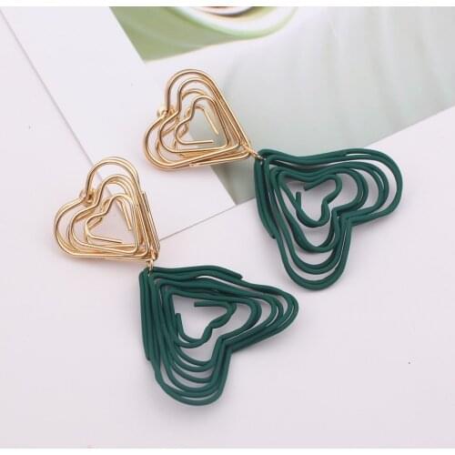 New 2020 Big Long Earrings for Women Irregular Geometric Zinc Alloy Heart Earring Jewelry Halloween Gift Red Green Earing