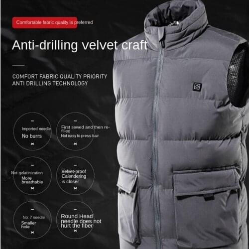 2021 New Four Zone Heated Jackets Vest Electric Temperaturing Thermal Warmer Jacket Winter Mens Smart USB Charging Heating Vest