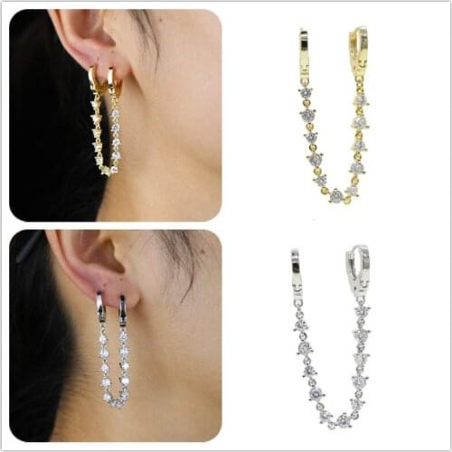 2020 New Fashion 1 Piece 2 Colors Shiny Drop Earrings Paved White Cz Dainty Jewelry For Women Wedding Gift