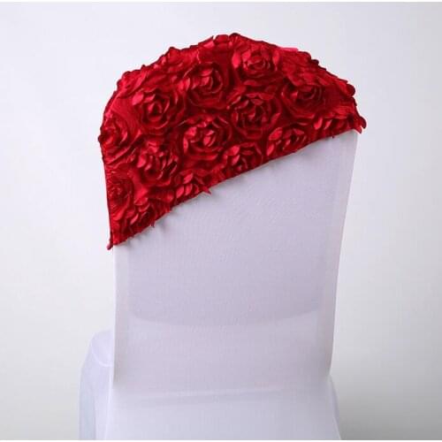 New Arrival Elegant Rose Flower Chair Cover Cap For Wedding Decoration