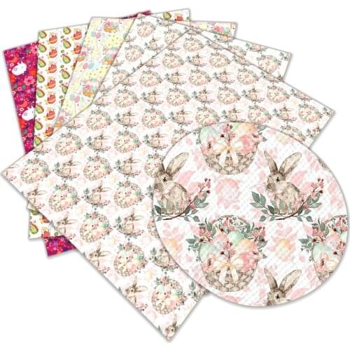 Easter Day Faux Leather Sheets Bunny Rabbit Eggs Cartoon A4 22x30cm for DIY Party Hair Bow Decoration Accessory Crafts Material