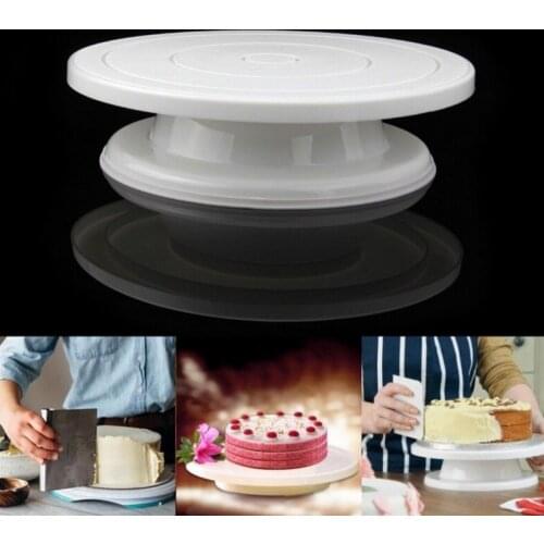 PP Plastic Cake Plate Turntable Rotating Anti-skid Round Cake Stand Cake Decorating Rotary Table Kitchen DIY Pan Baking Tool