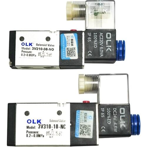 10PCS 3V210-08 3V210-08-NO 3V310-10-NC 3V310-10-NO Pneumatic Solenoid Valve 3 port 2 position DC24V DC12V AC220V Air Valves