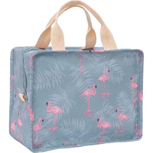 Portable Cartoon Printing Lunch Bag Thermal Insulated Lunch Box Tote Cooler Handbag Square Bento Pouch Dinner Container