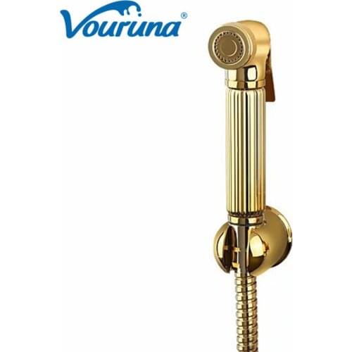 VOURUNA Golden Portable Hand Bidet Spray Kit Muslim Toilet Bidet Shower