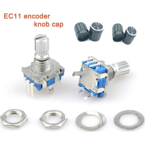 5pcs/lot EC11 Rotary Encoder Potentiometer 15mm 20mm with switch 5 Pin + knob cap