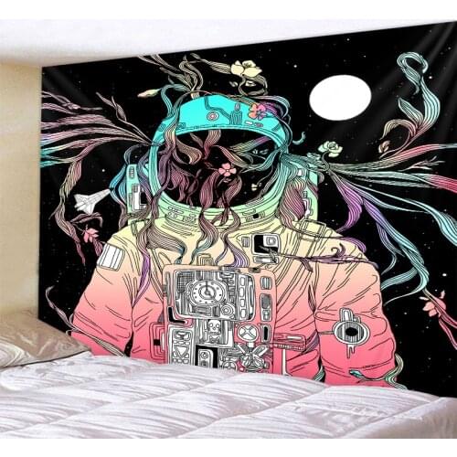 Space Astronaut Tapestry Fantasy Space Art Wall Decoration Mandala Bohemian Hippie Family Decoration Yoga Mat Picnic Mat