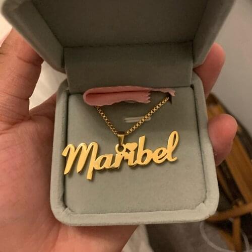 Charm Gold Box Chain Custom Name Necklaces Personalized Handmade Cursive Nameplate Necklace Choker Stainless Steel Jewelry Gifts