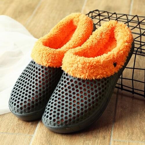 Winter Fur Slippers Women Men Clogs Shoes Large Size Women Walking Shoes Light Tenis Masculino Breathable Men Sandals