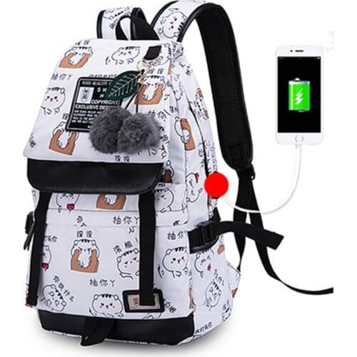 School bags for girls female laptop backpack usb backbag children backpacks cute cat school backpack for girls bag pack