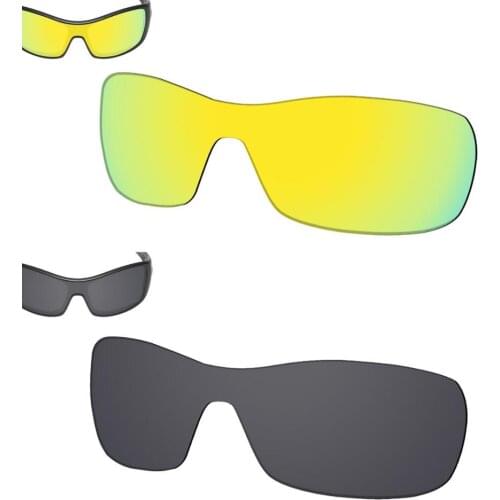 SmartVLT 2 Pieces Polarized Sunglasses Replacement Lenses for Oakley Antix -24K Gold and Solid Black