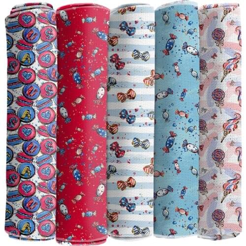 Independence Day Bullet Fabric Printed 4th of July Holiday Stretch Cloth 50*145cm for DIY Craft Dress Sewing Bag Supplies
